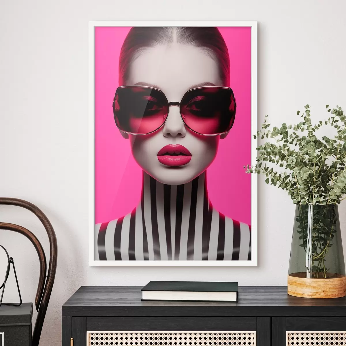 Poster Frau mit großer Brille f45316