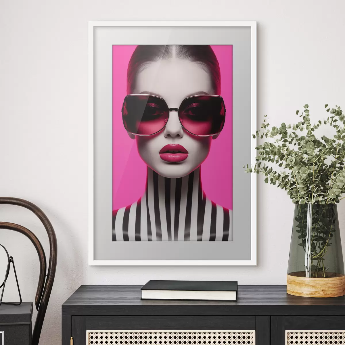 Poster Frau mit großer Brille f45316