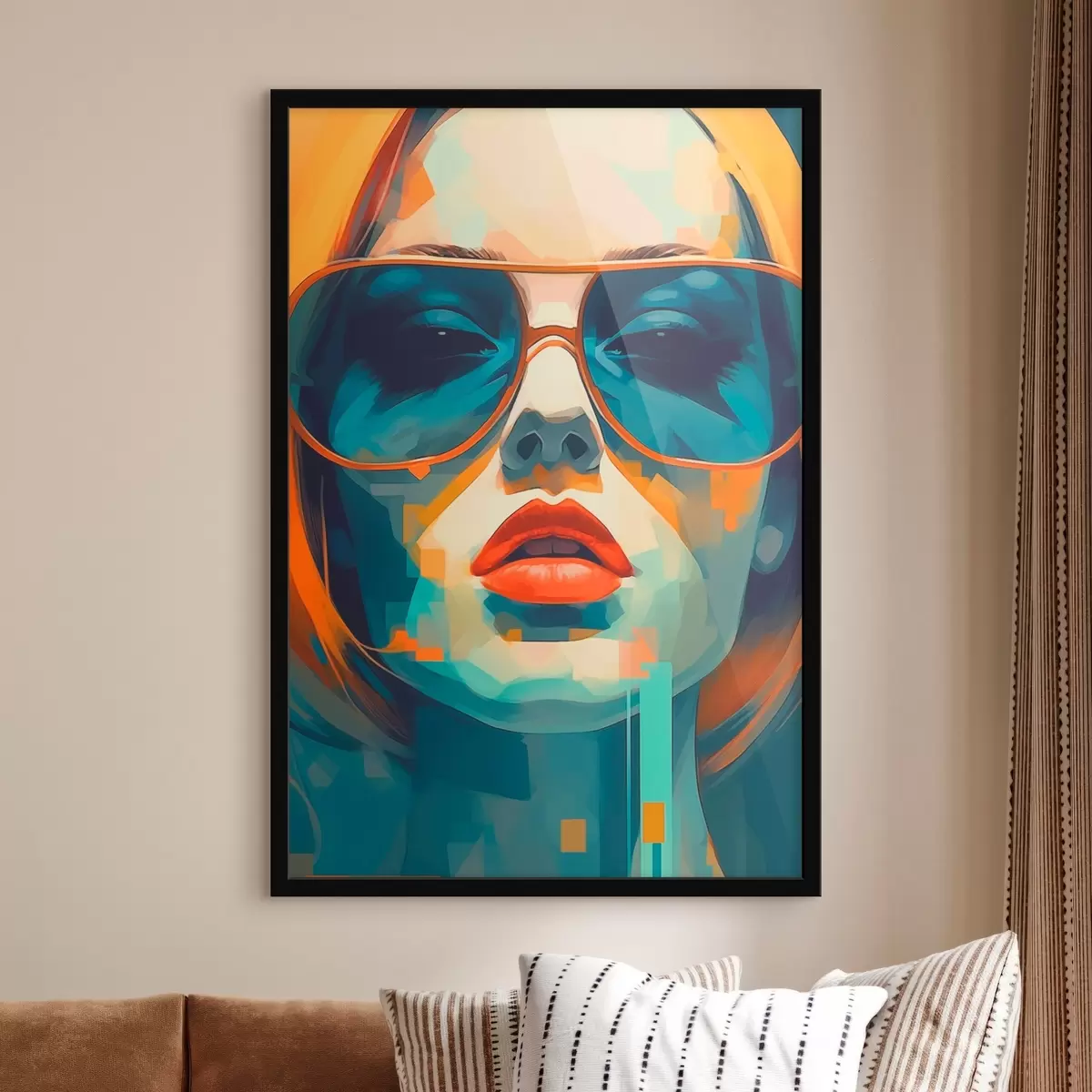 Poster Abstraktes Frauenporträt mit Sonnenbrille f45328