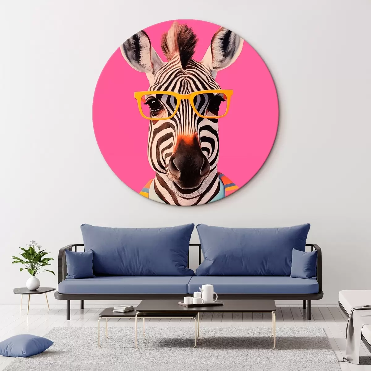 Runde Wandbilder Zebra im Anzug und mit Brille r45307