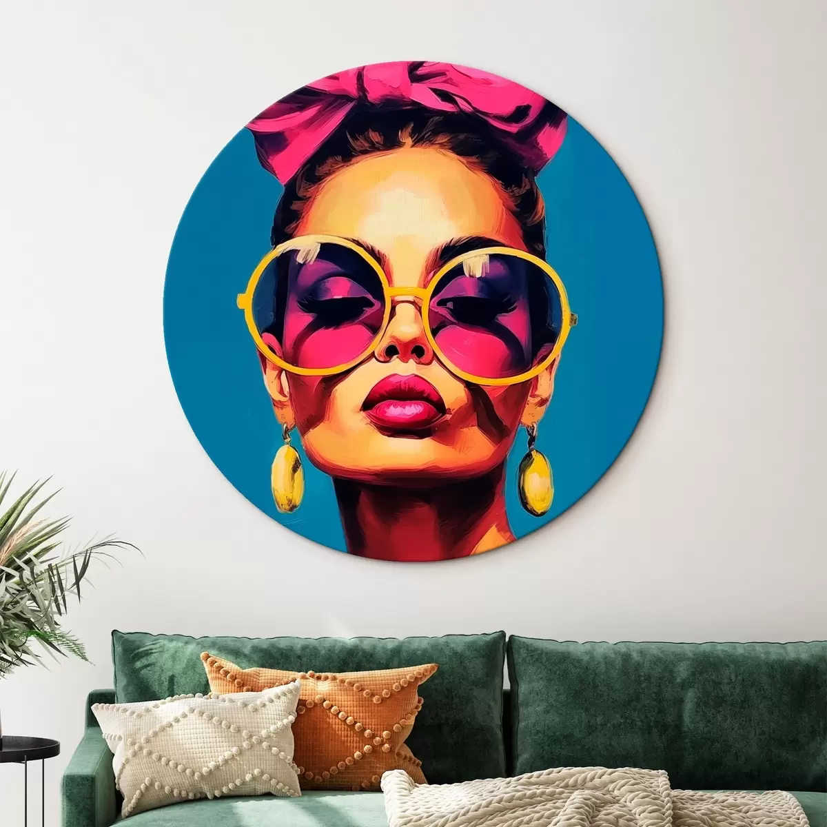 Runde Wandbilder Frau mit Sonnenbrille r45309