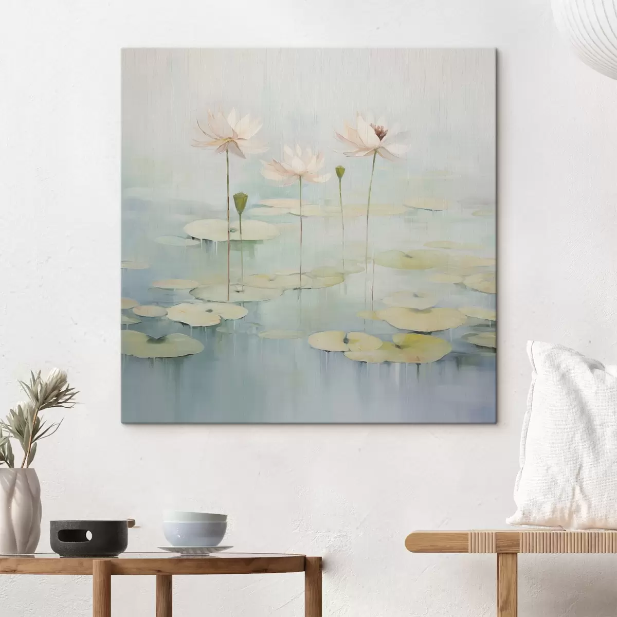 Fototapete Lotusblätter und Blumen auf dem Teich s45350