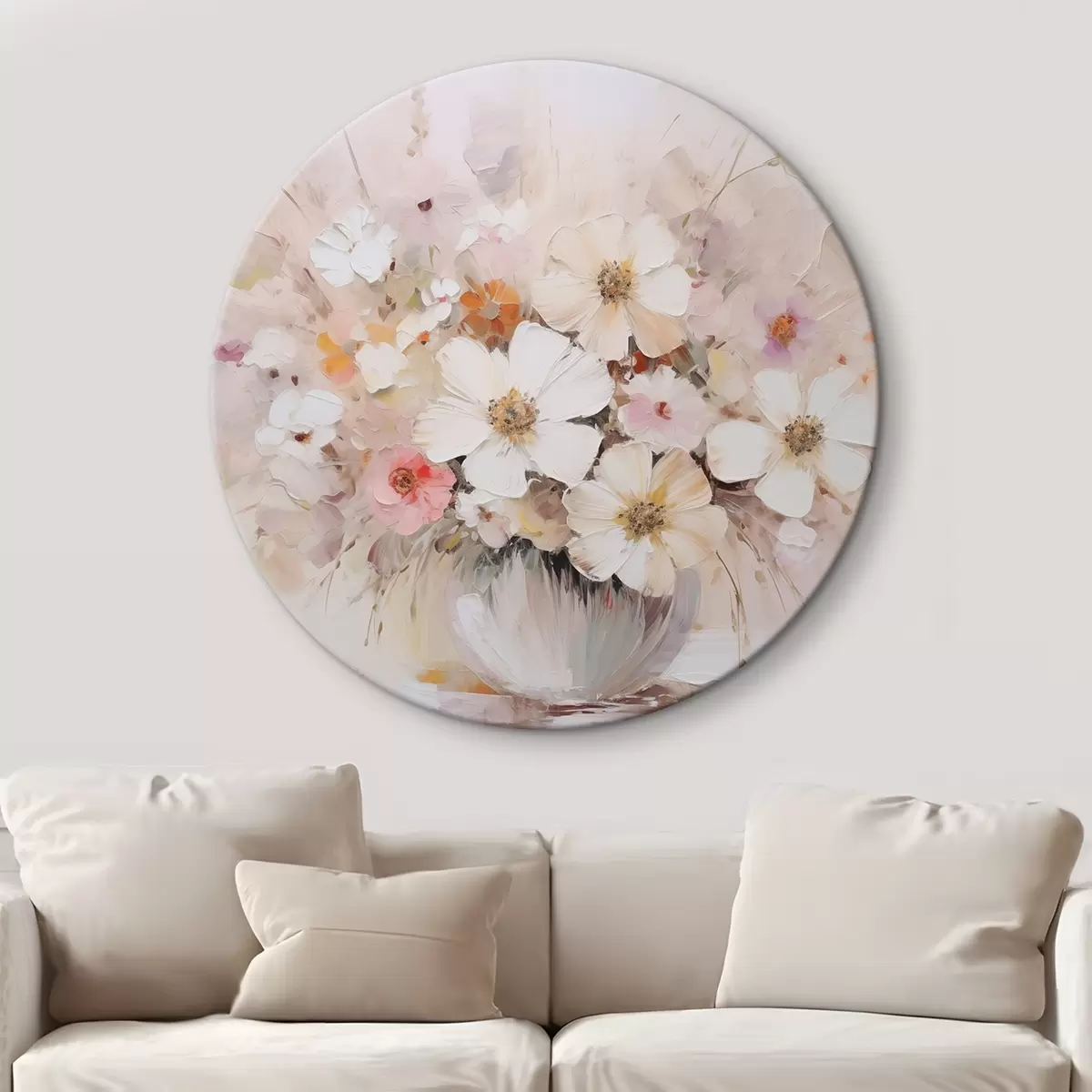 Runde Wandbilder Zarter Blumenstrauß als Nachahmung eines Gemäldes r45347
