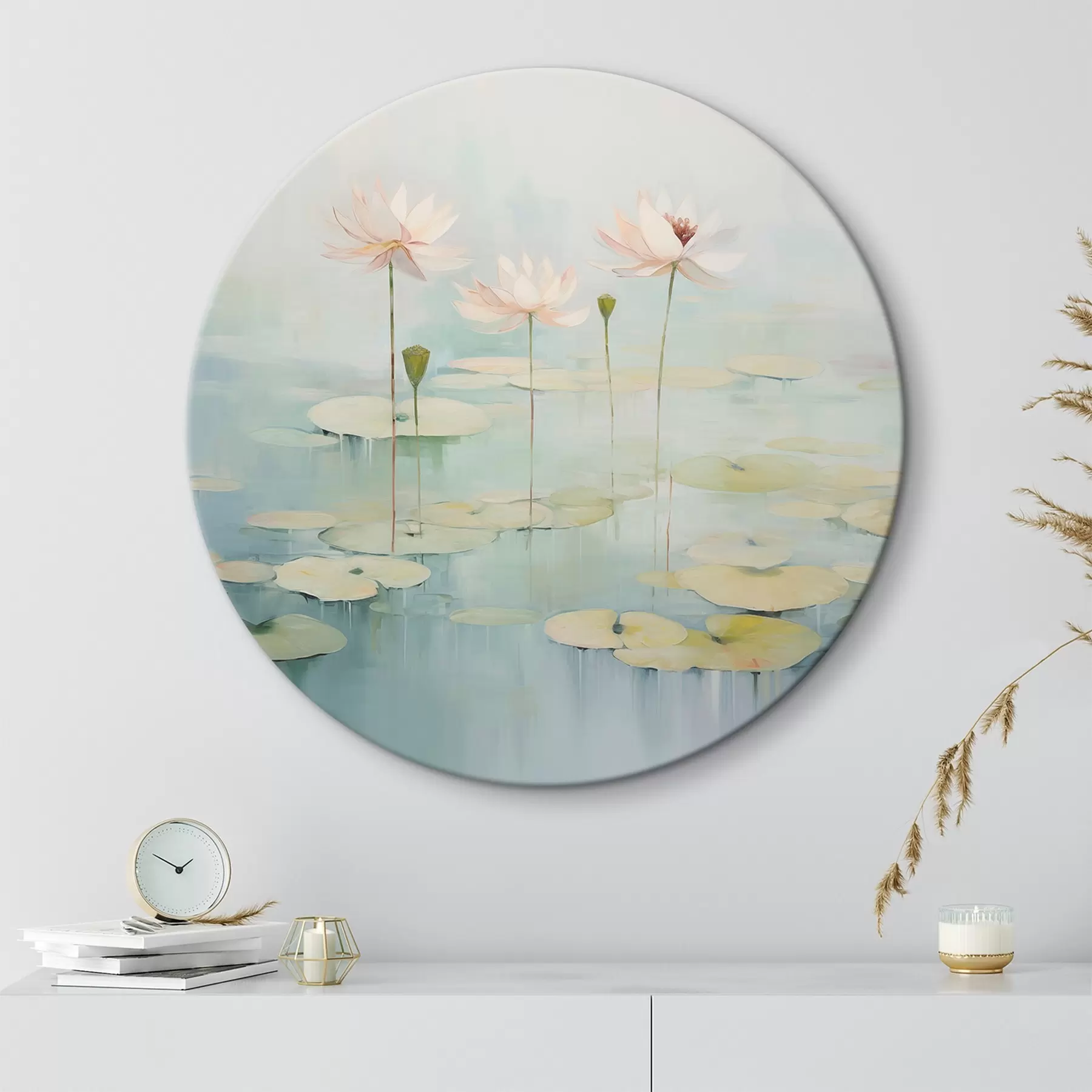Fototapete Lotusblätter und Blumen auf dem Teich r45350