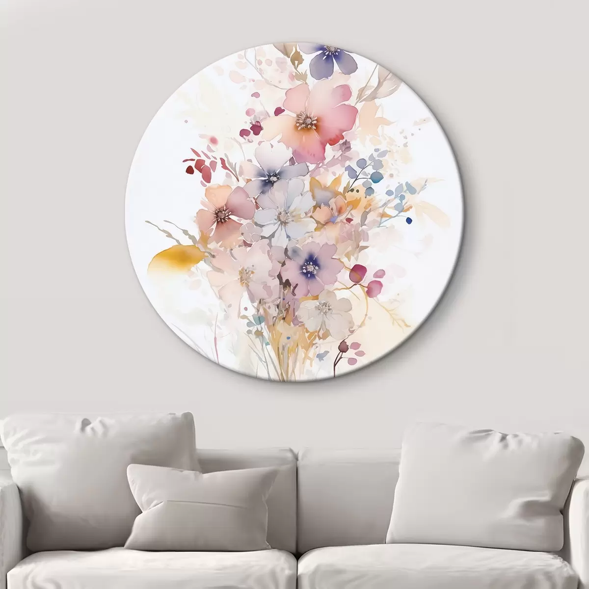 Runde Wandbilder Blumen Nachahmung von Aquarell r45353