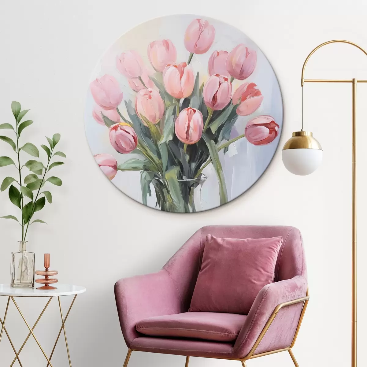 Runde Wandbilder Tulpen in einer Vase r45355