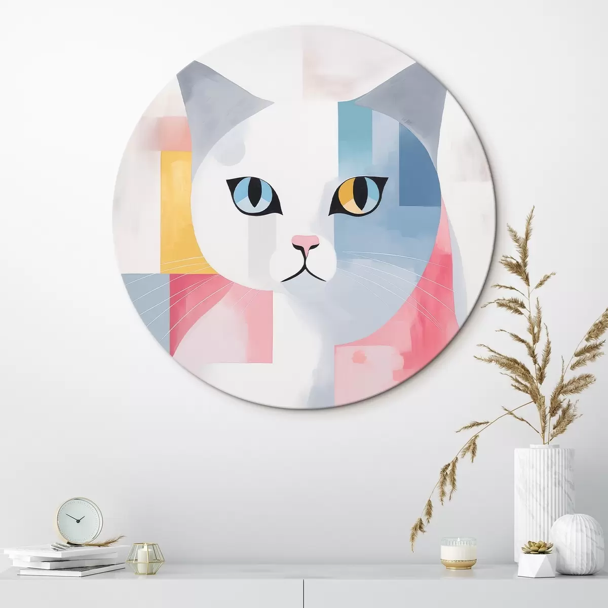 Runde Wandbilder Abstraktes Porträt einer Katze r45358