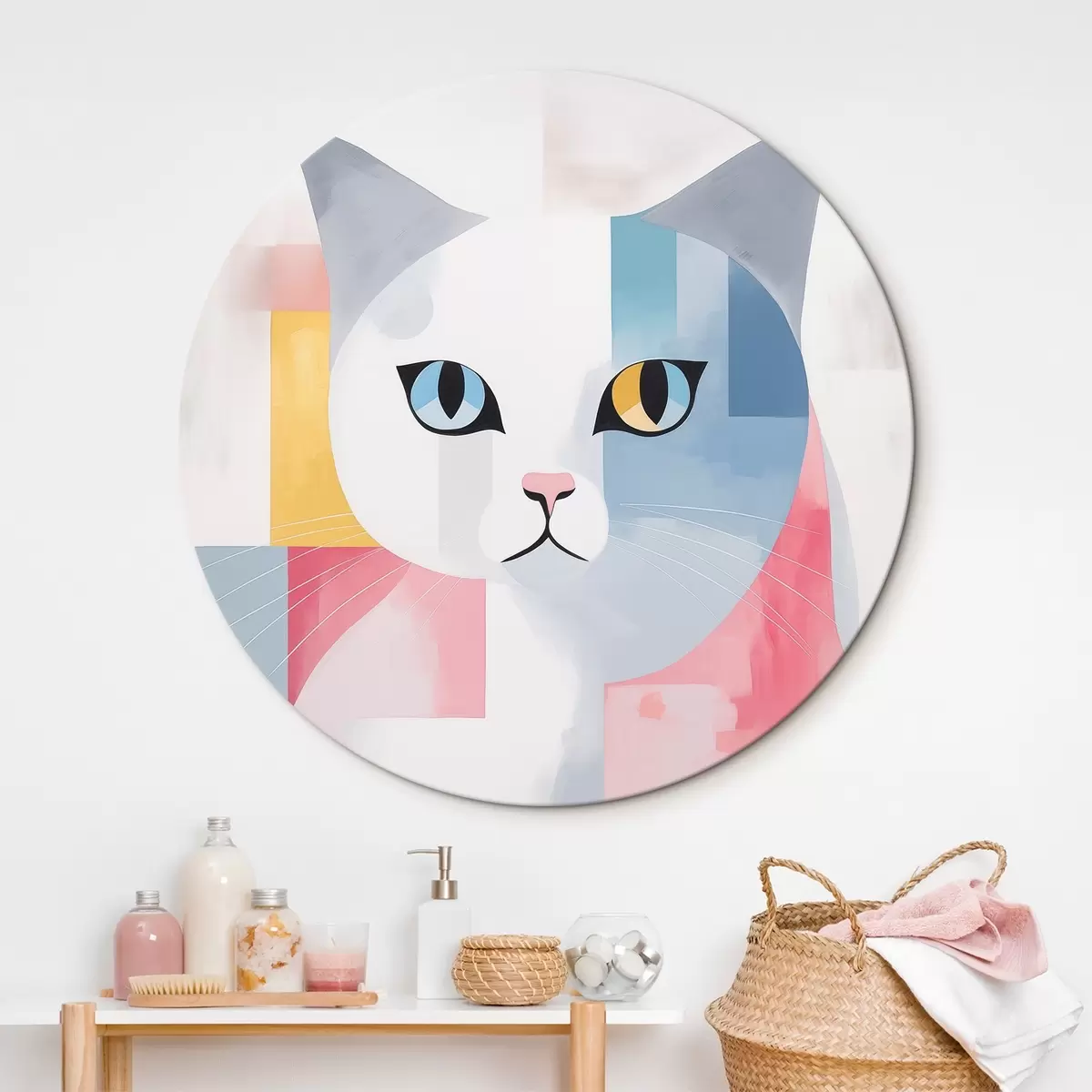 Runde Wandbilder Abstraktes Porträt einer Katze r45358