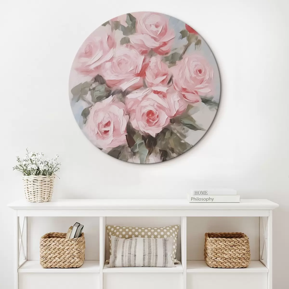 Runde Wandbilder Blumenstrauß aus Rosen r45362
