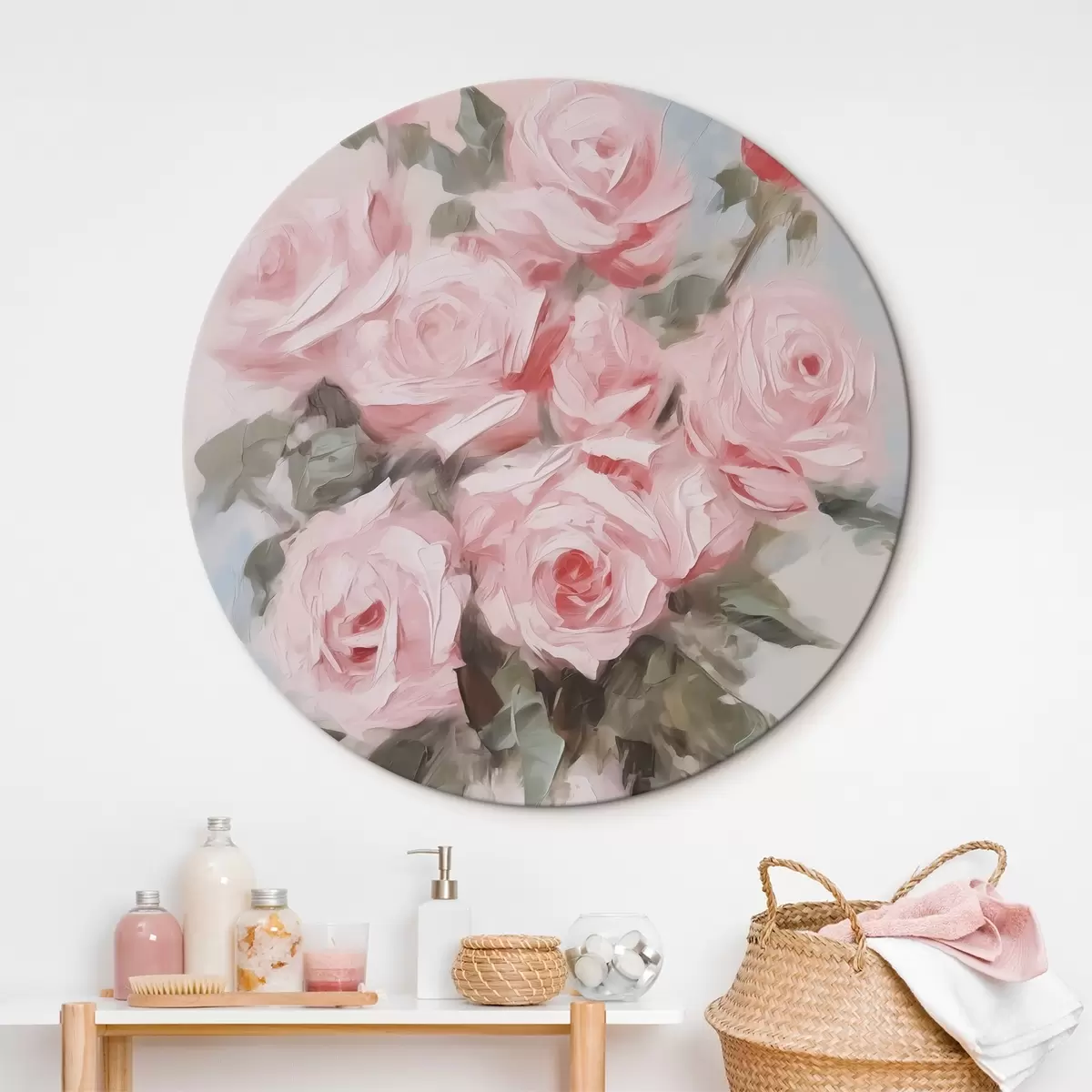 Runde Wandbilder Blumenstrauß aus Rosen r45362