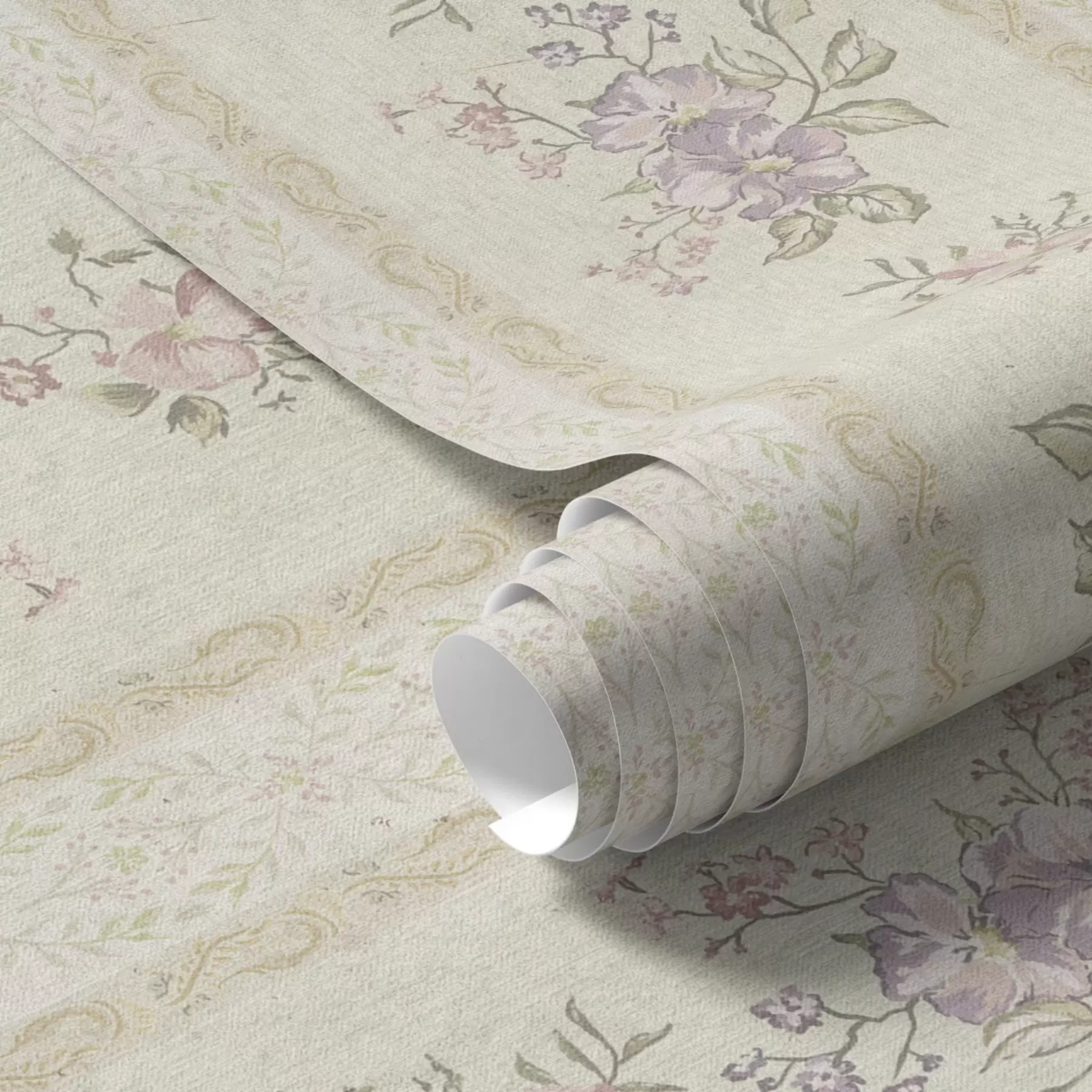 Fototapete Vintage Blumen auf einem gestreiften Hintergrund mit Ornament a00440