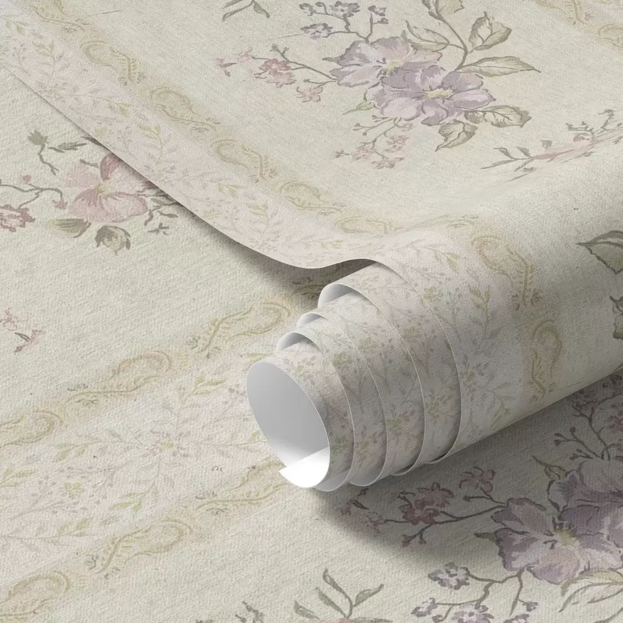 Fototapete Vintage Blumen auf einem gestreiften Hintergrund mit Ornament a00440