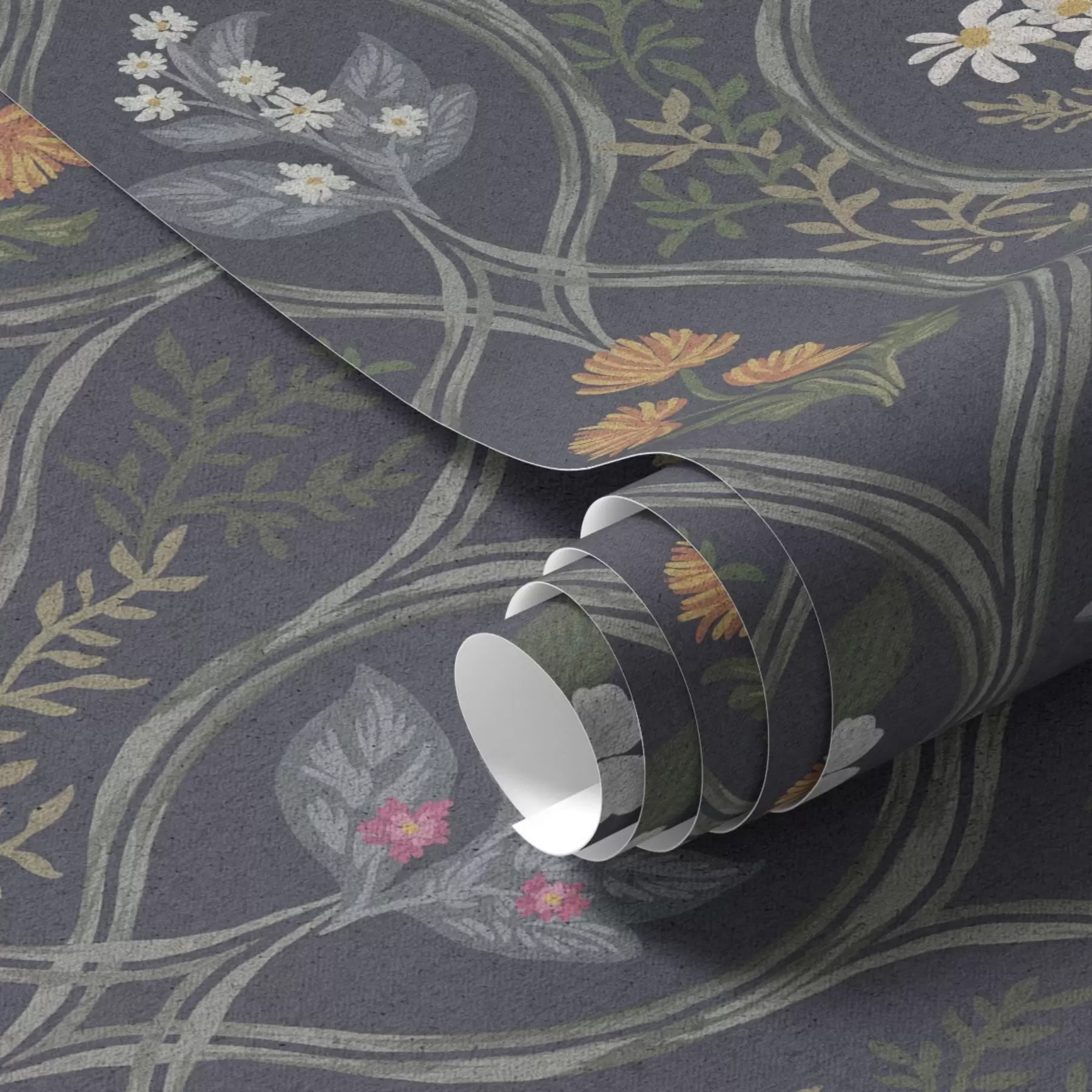 Fototapete Dunkler Vintage-Rahmen mit bunten Gartenblumen a00454