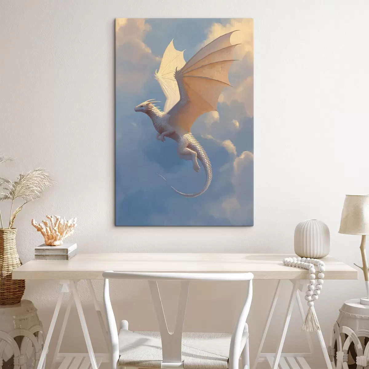 Fototapete Weißer Drache am Himmel s45415
