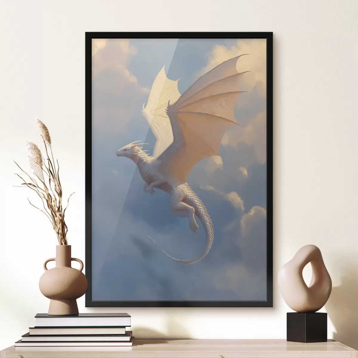 Poster Weißer Drache am Himmel f45415