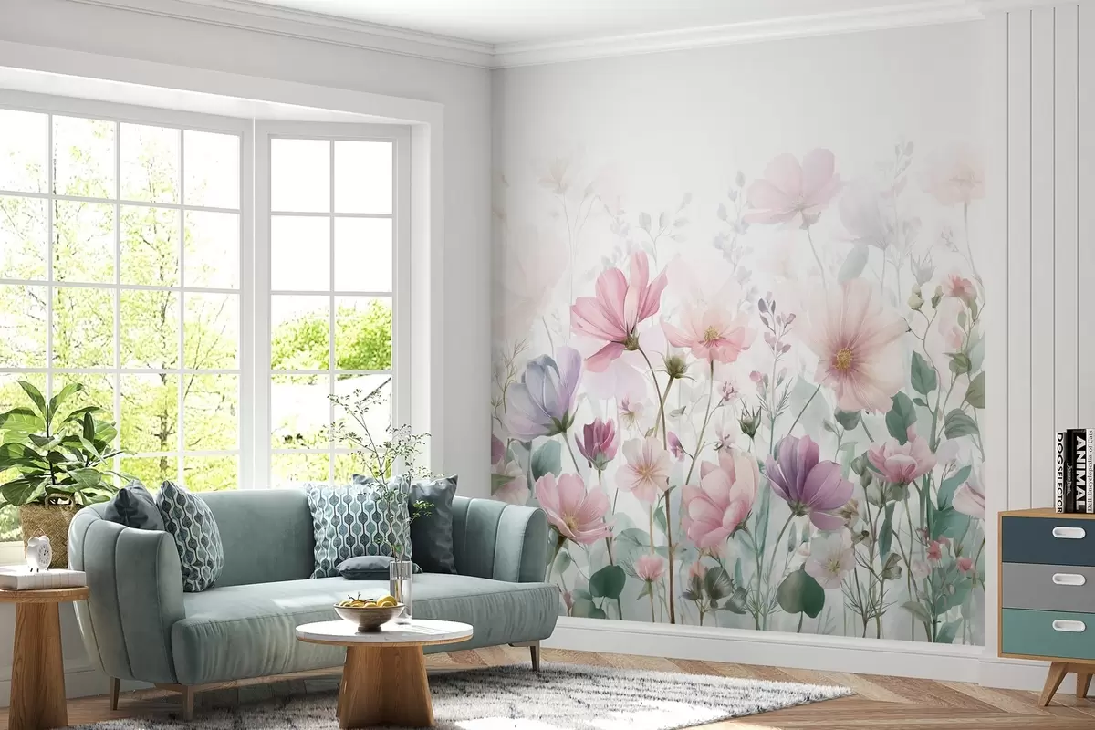 Fototapete zarte Wildblumen w04171
