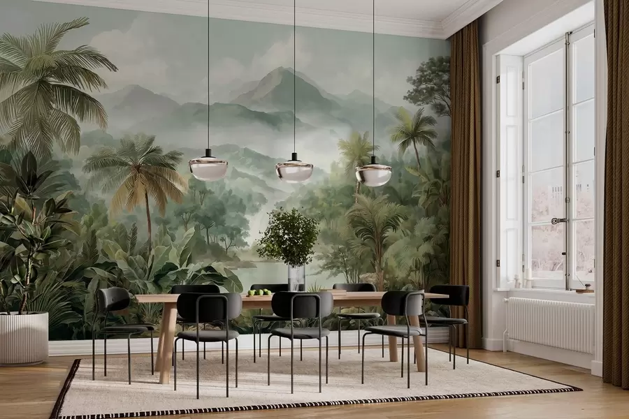 Fototapete tropischer Dschungel mit Wasserfall w04306