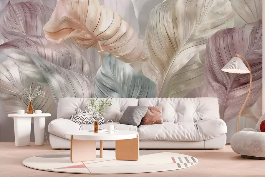 Fototapete große perlenförmige Blätter w04308