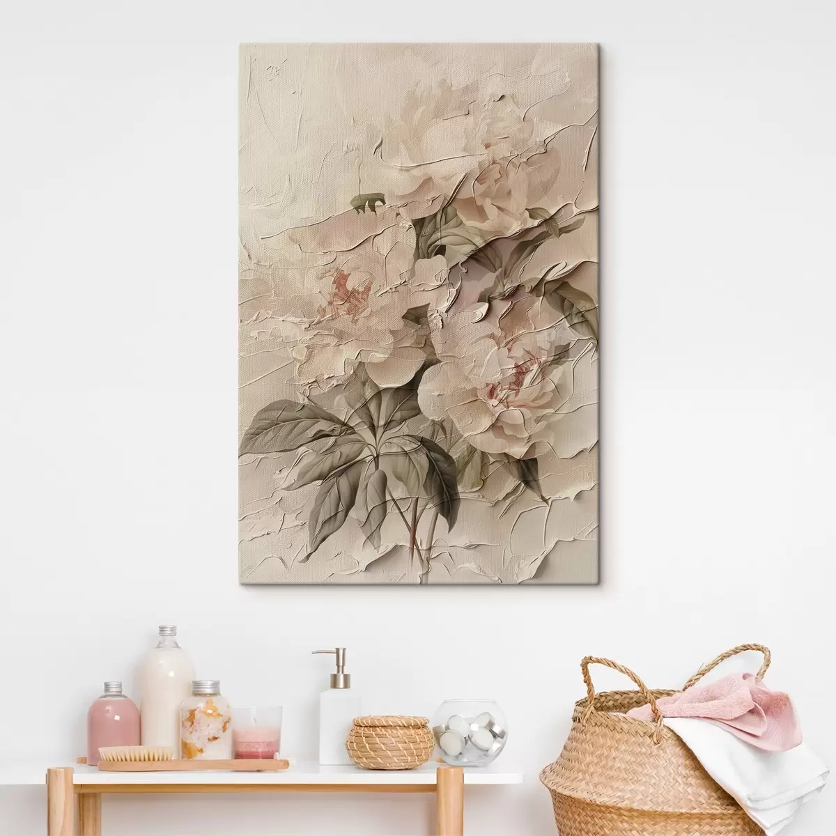 Fototapete Üppiger Strauß von Pfingstrosen im Aquarellstil auf hellem Hintergrund s45336