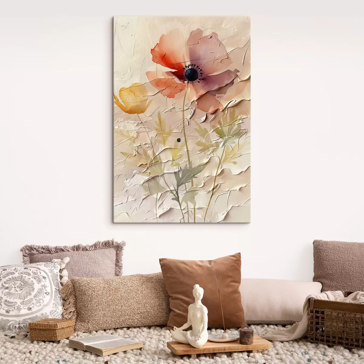 Fototapete Transluzentes Blumenarrangement auf hellem Hintergrund s45338