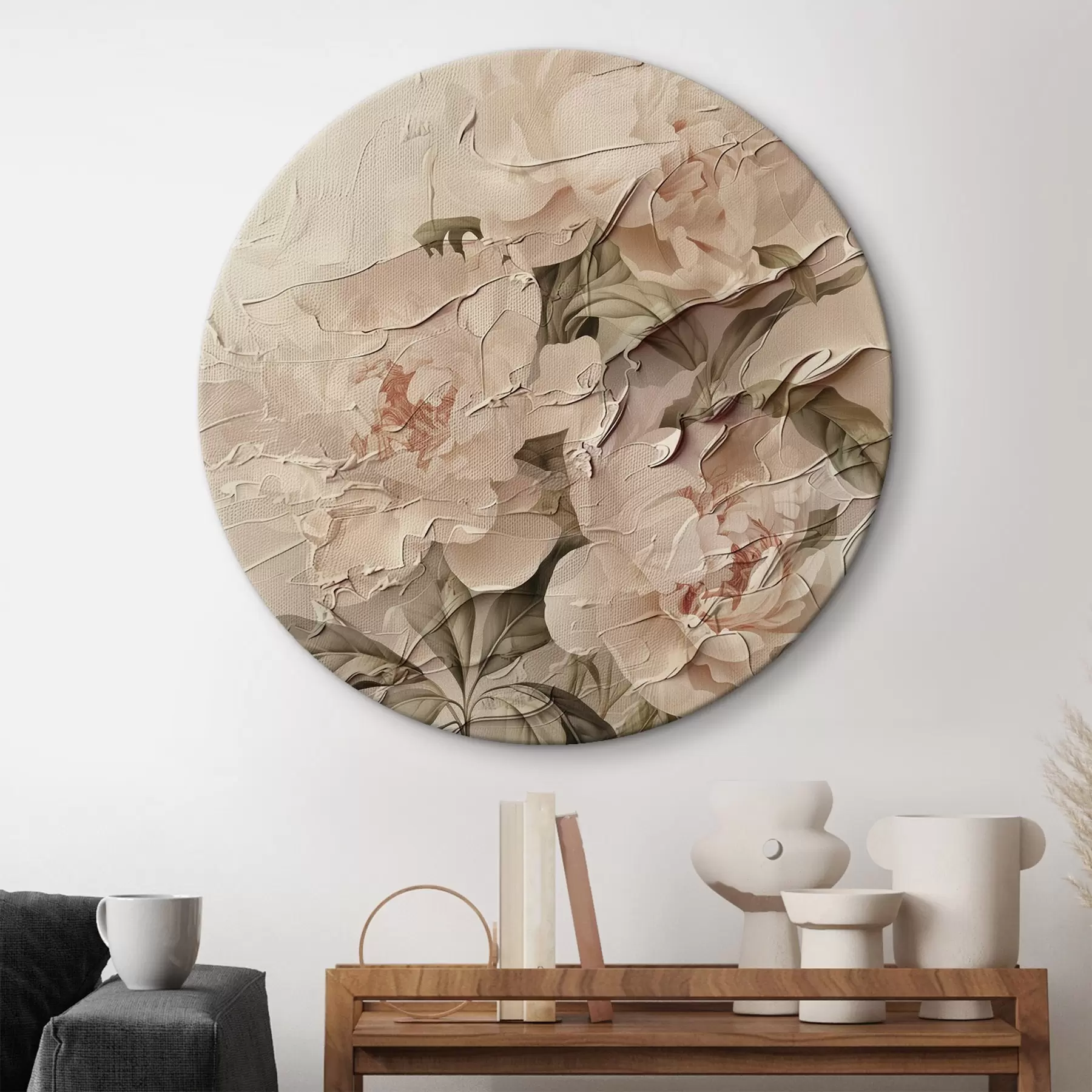 Fototapete Üppiger Strauß von Pfingstrosen im Aquarellstil auf hellem Hintergrund r45336