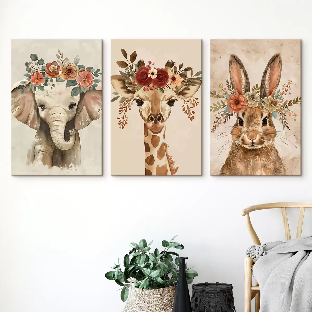 Fototapete Niedliche Tiere im Aquarellstil m00614