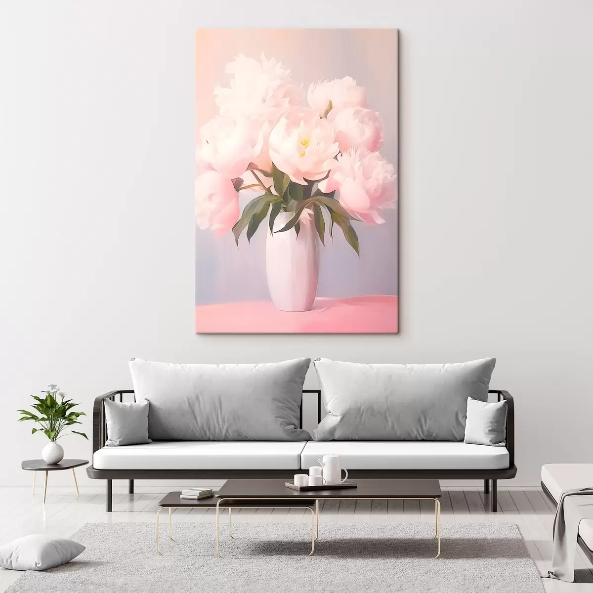Fototapete Blumenstrauß aus Pfingstrosen in einer Vase s45432