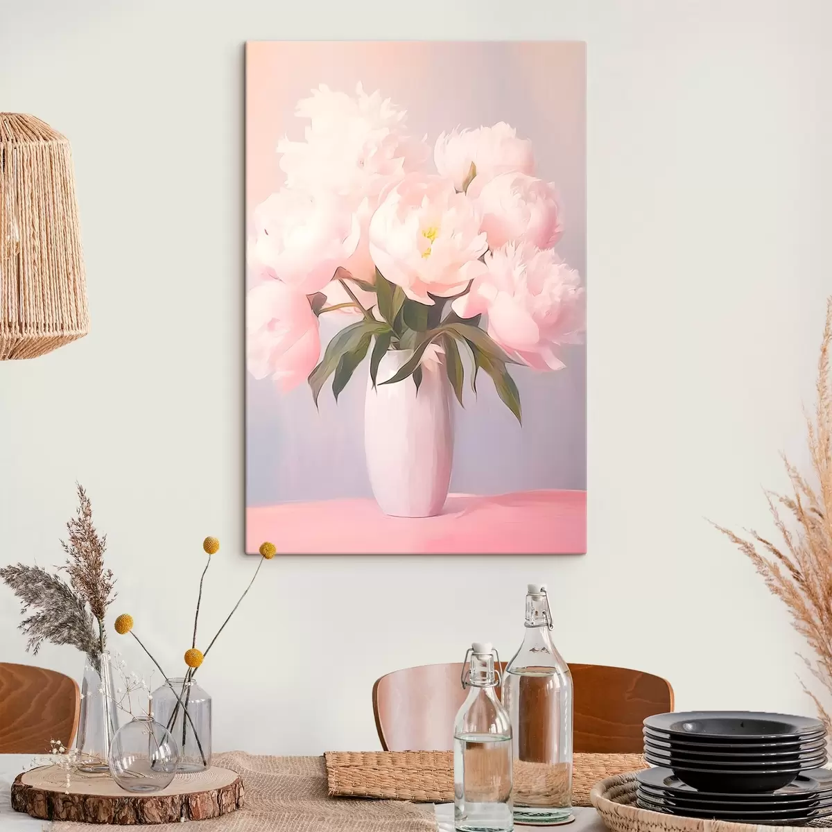 Fototapete Blumenstrauß aus Pfingstrosen in einer Vase s45432