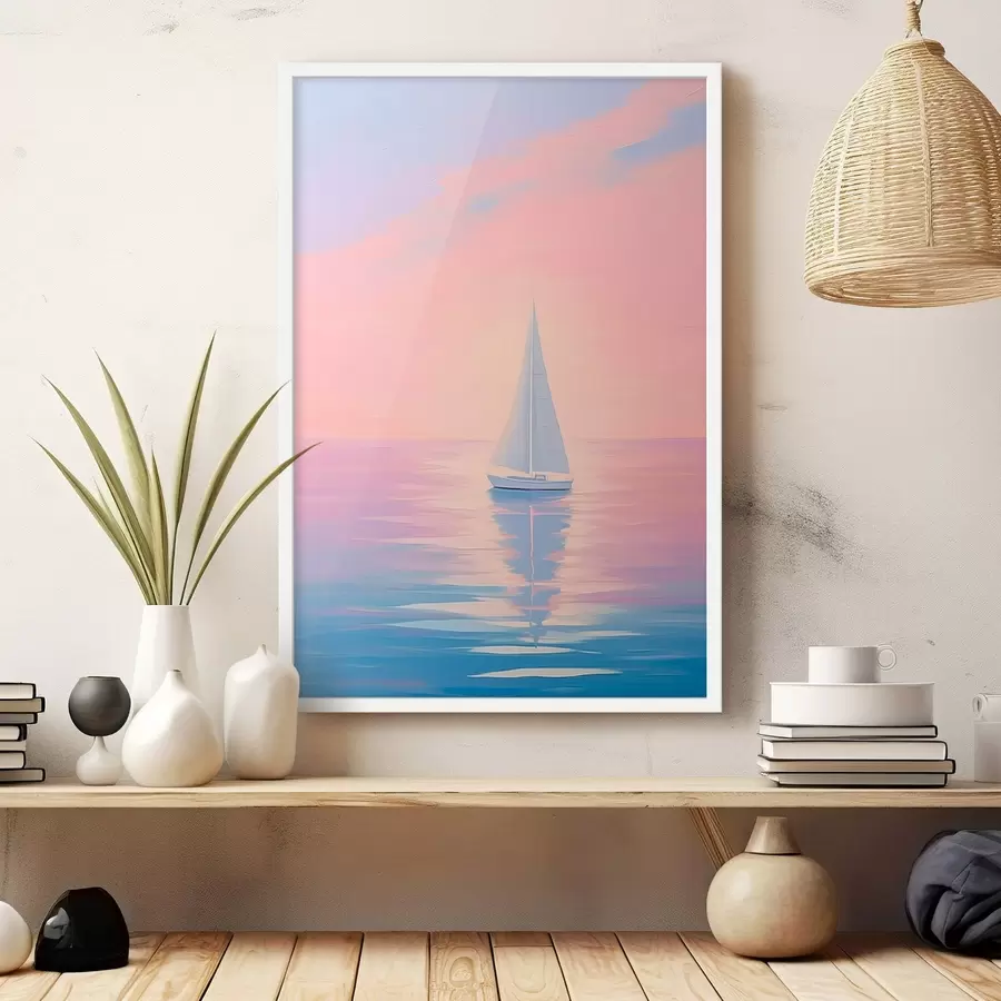 Fototapete Segelboot auf See bei Sonnenuntergang f45428