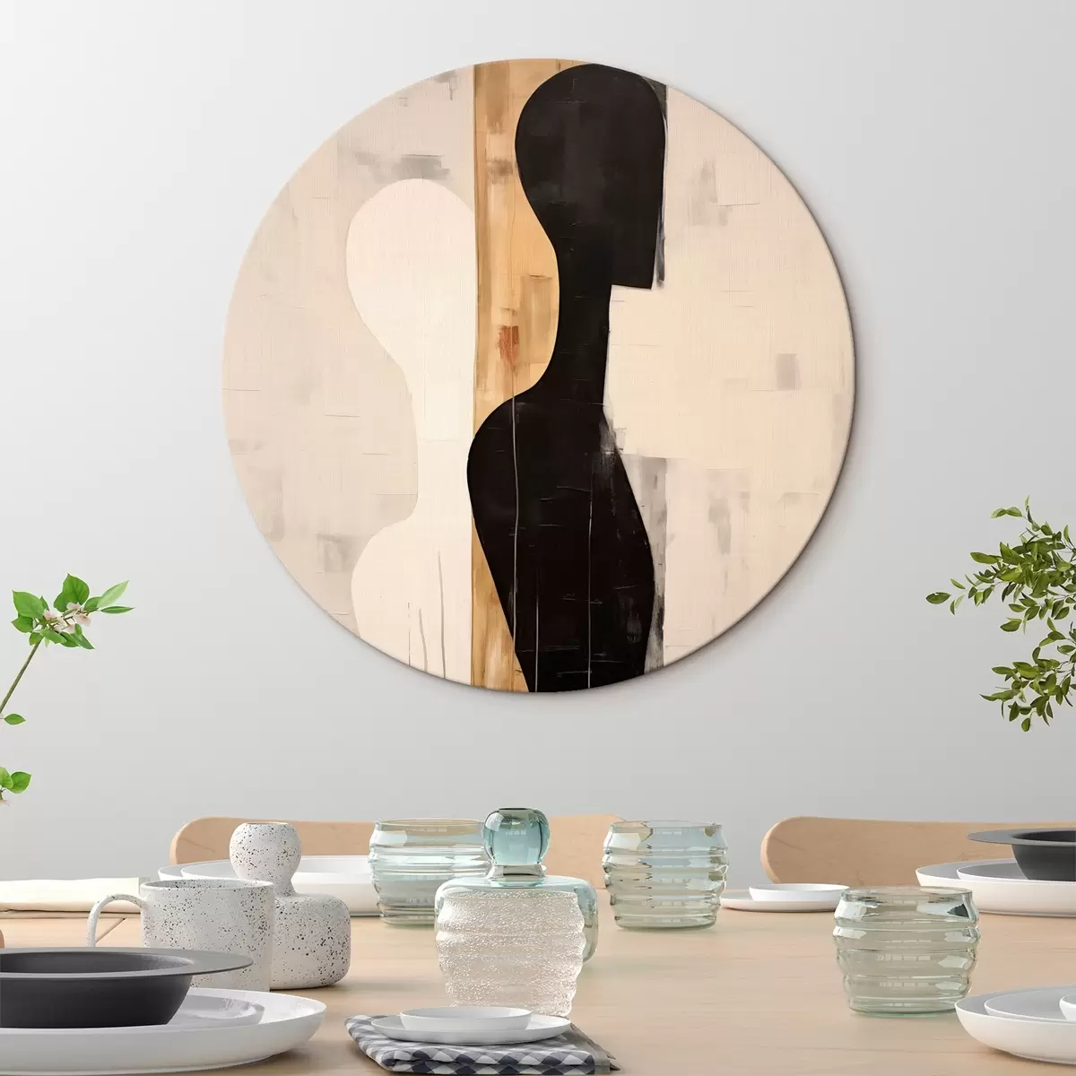 Runde Wandbilder Silhouette von zwei Figuren r45429