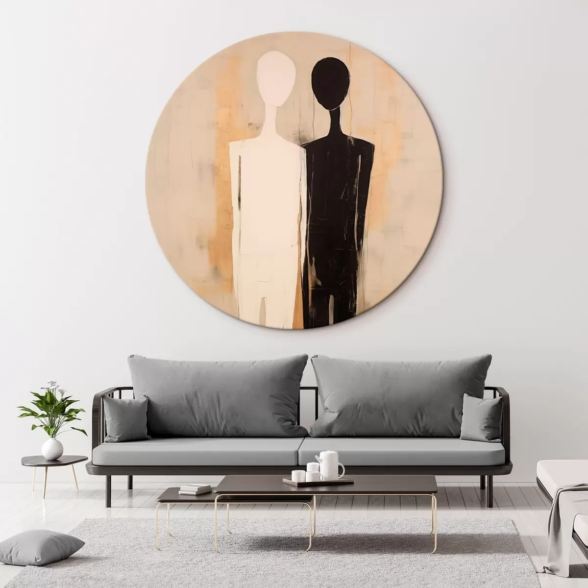 Runde Wandbilder Silhouette von zwei Figuren r45430