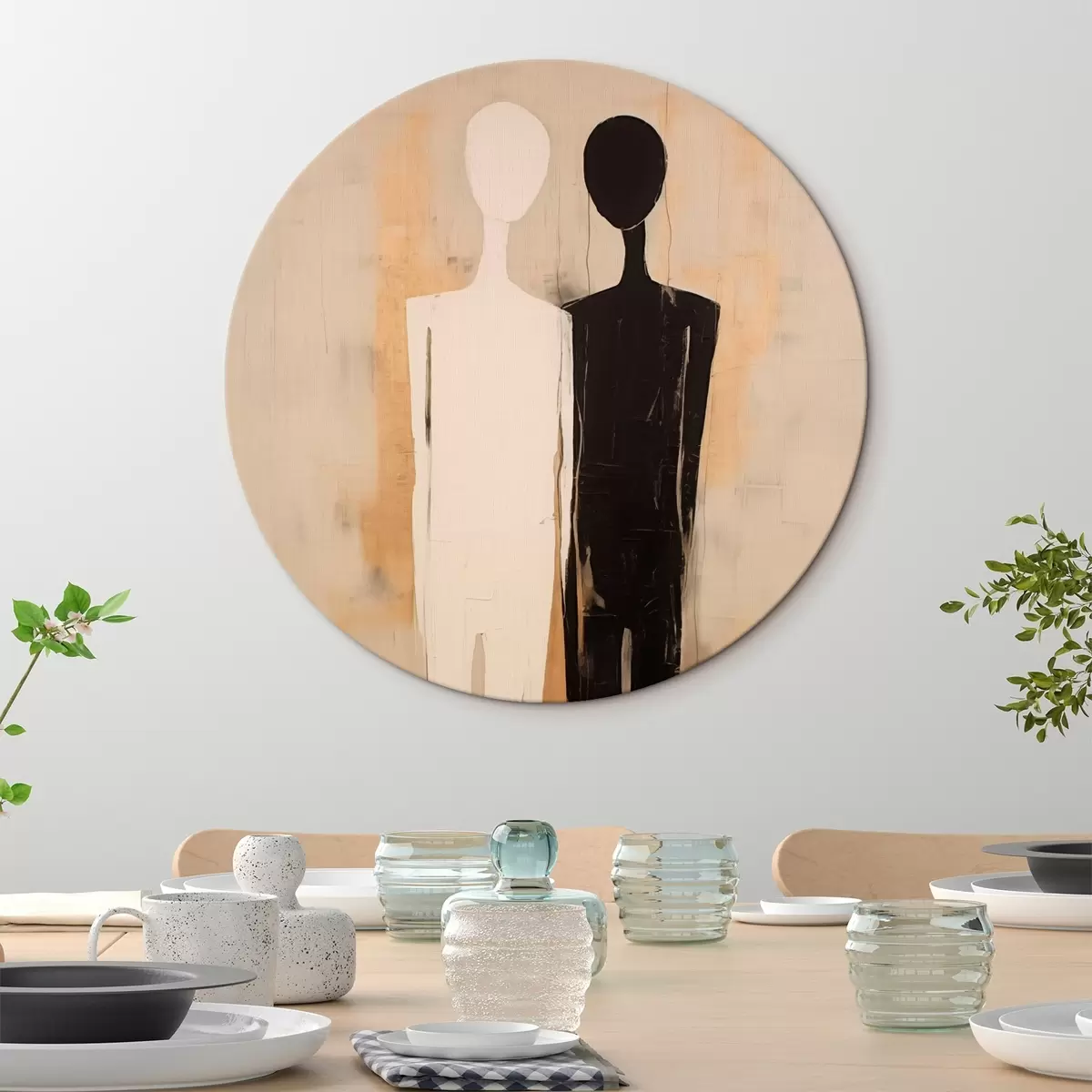 Runde Wandbilder Silhouette von zwei Figuren r45430