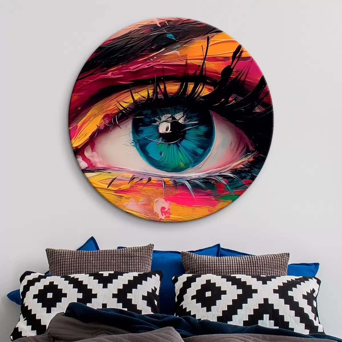 Runde Wandbilder Auge auf abstraktem Hintergrund r45440