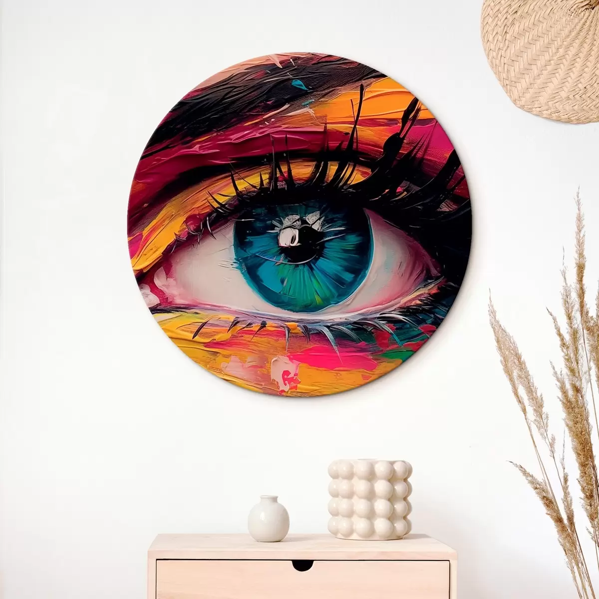 Runde Wandbilder Auge auf abstraktem Hintergrund r45440