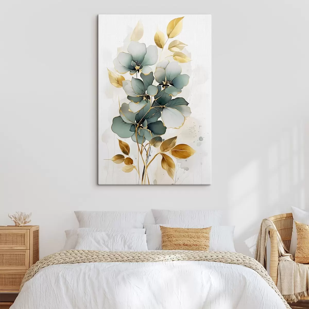 Fototapete Abstrakter Zweig mit Blumen und Blättern s45367