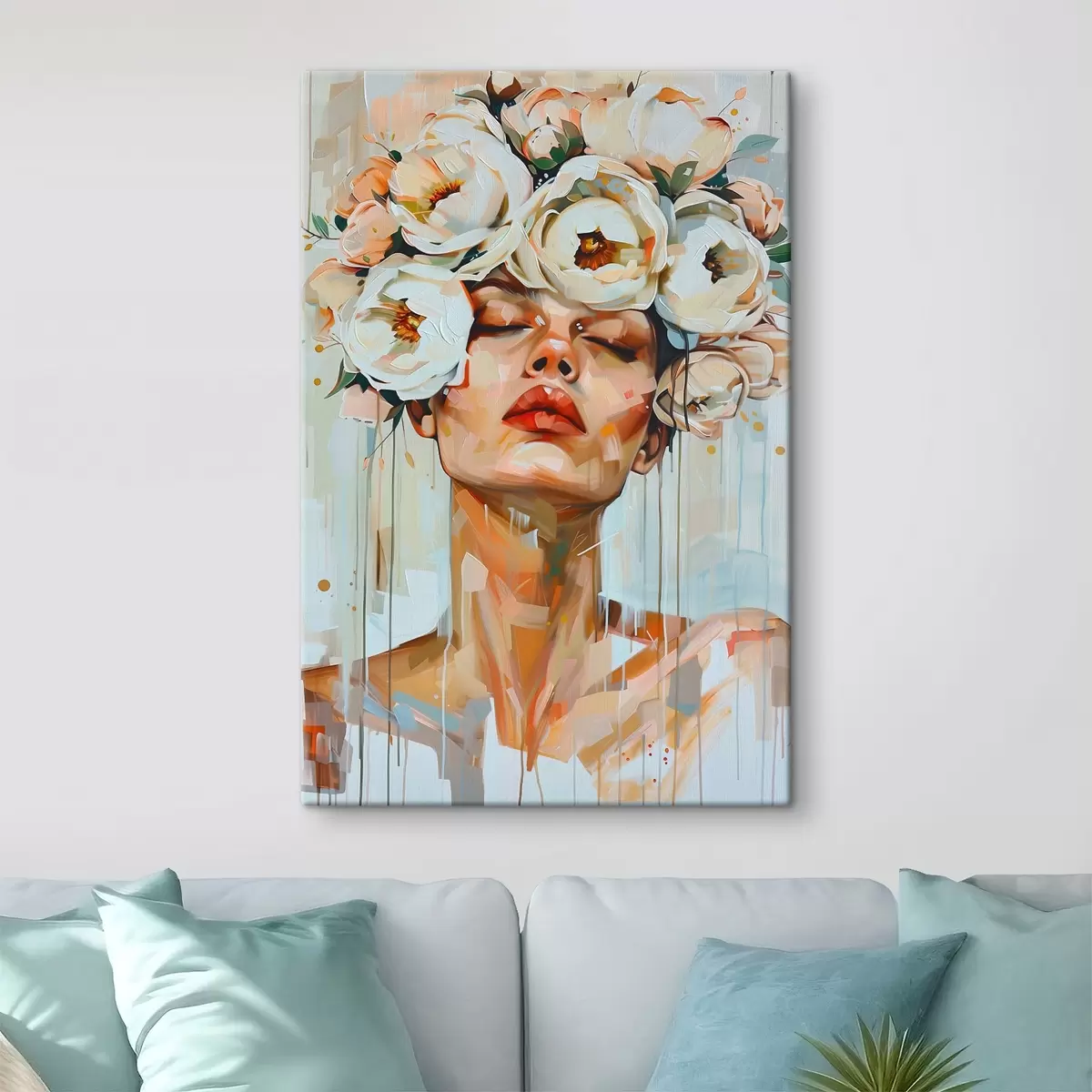 Fototapete Porträt einer Frau mit Blumen s45370