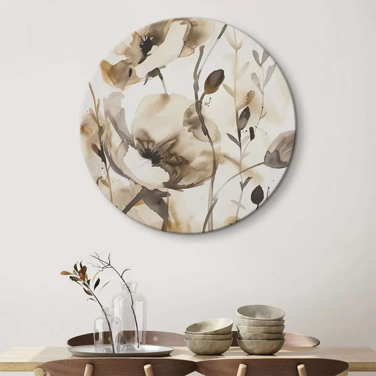 Runde Wandbilder Blumen im Aquarellstil r45364