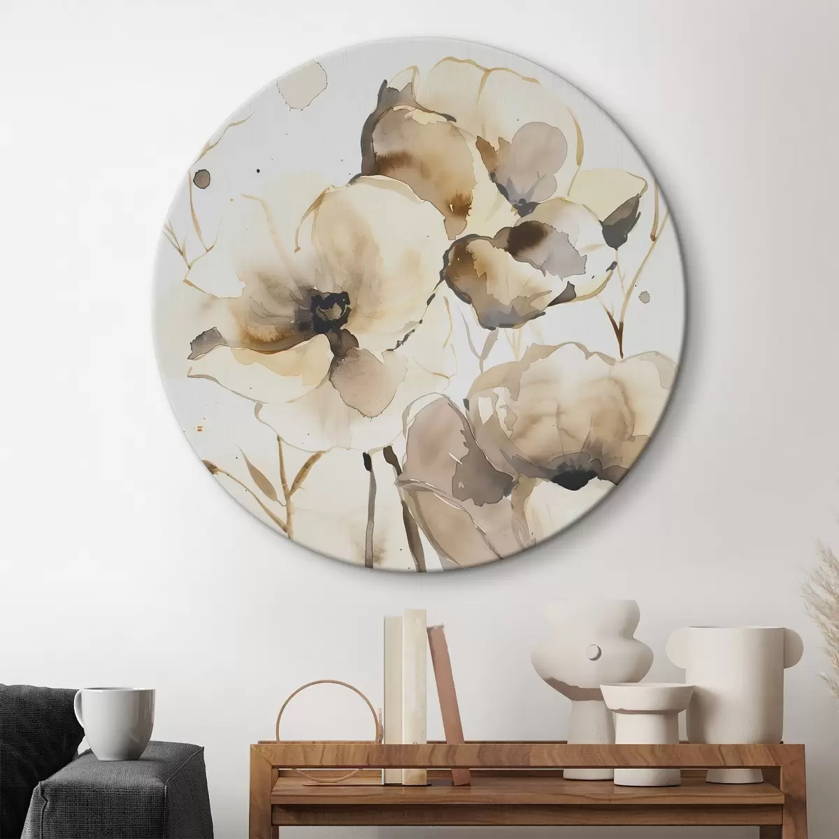 Runde Wandbilder Blumen im Aquarellstil r45365