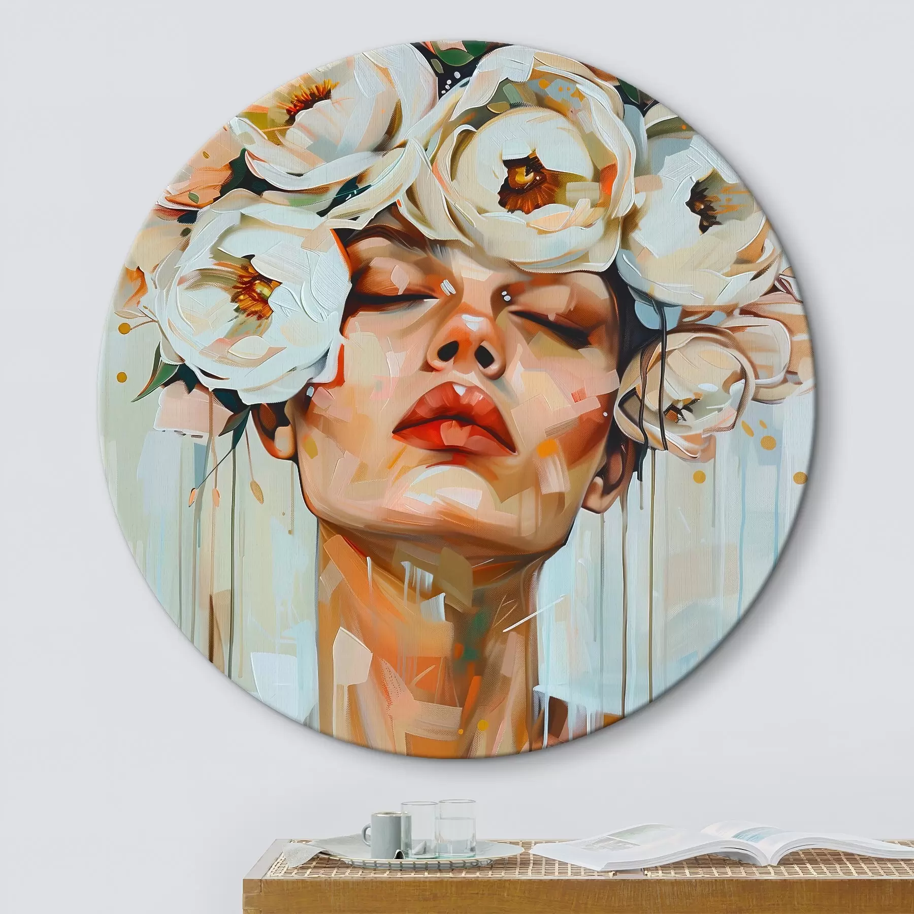 Fototapete Porträt einer Frau mit Blumen r45370