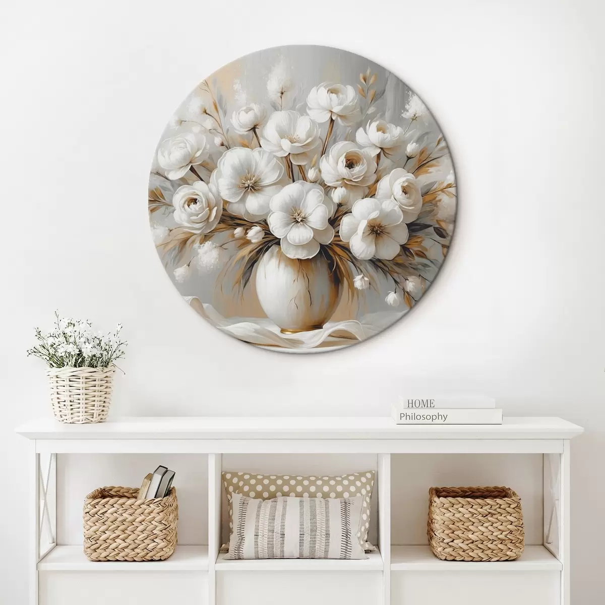 Runde Wandbilder Ein zarter Blumenstrauß in einer Vase r45375
