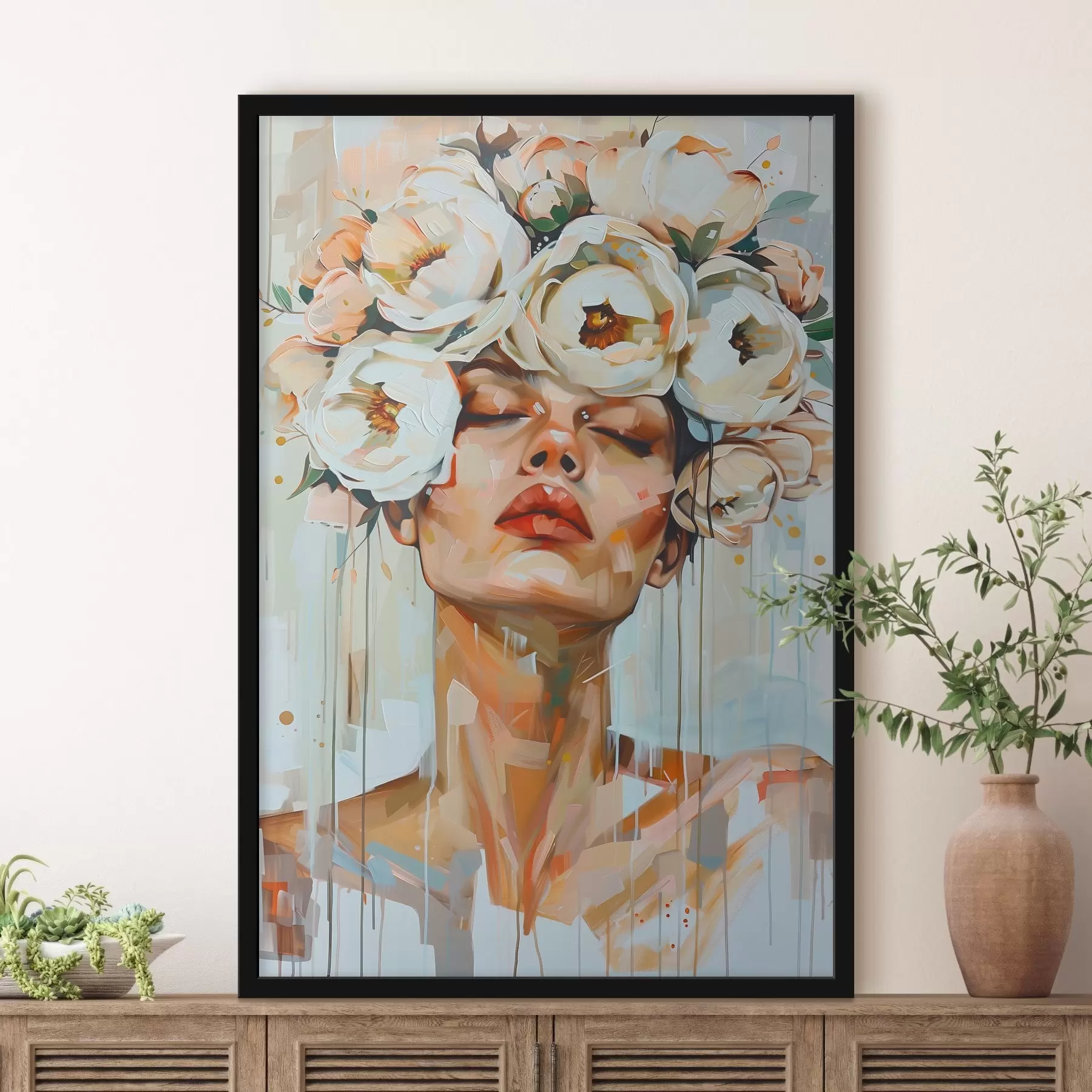 Fototapete Porträt einer Frau mit Blumen f45370