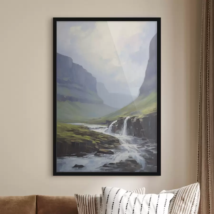 Fototapete Landschaft mit einem Fluss in der Nähe der Fjorde f45459
