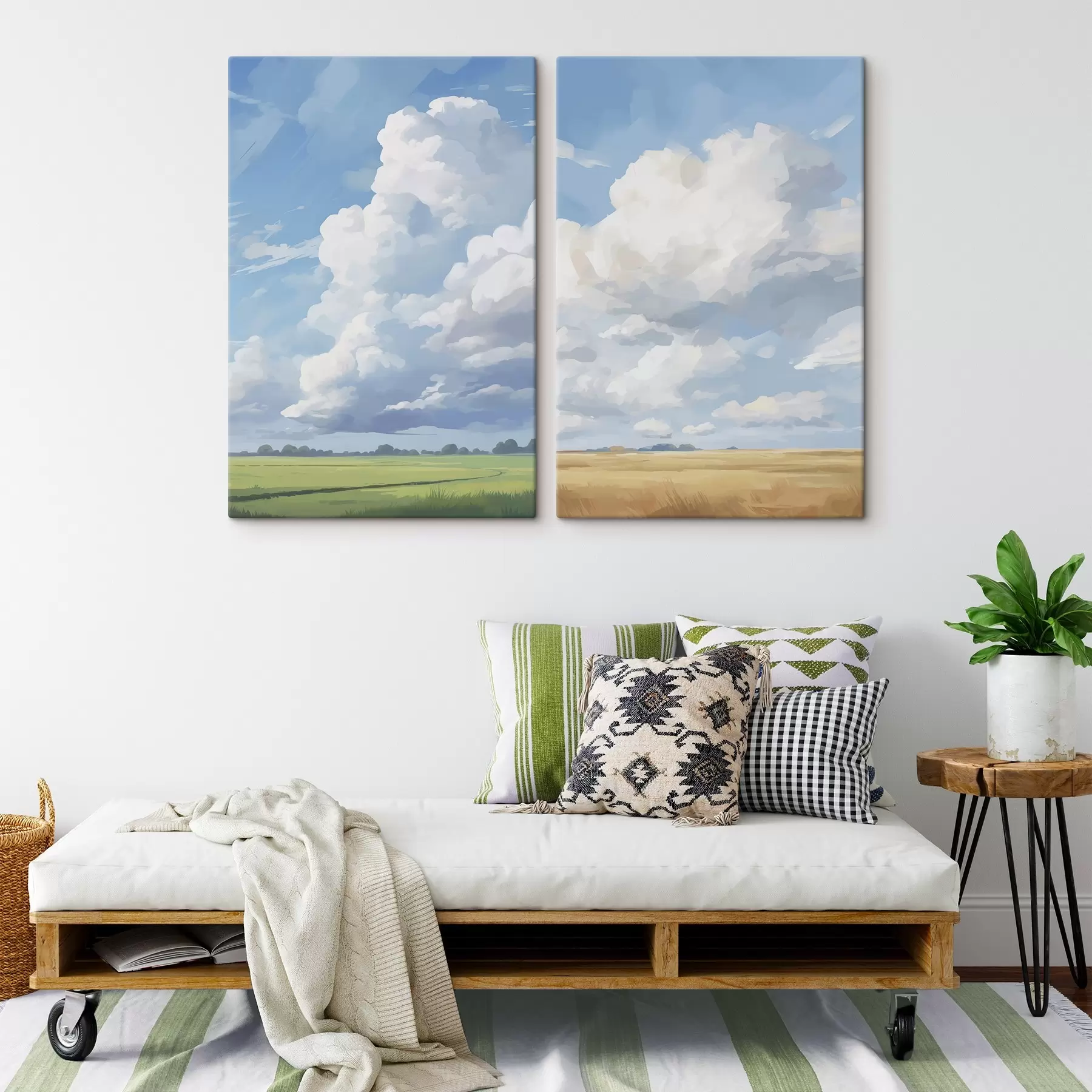 Fototapete Feld gegen den Himmel mit riesigen Wolken m00624