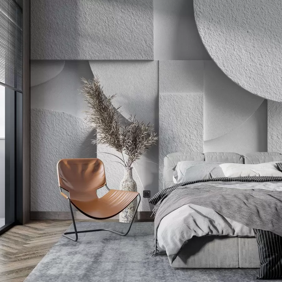 Fototapete Abstrakte Komposition mit weißen dreidimensionalen geometrischen Formen w04395v1