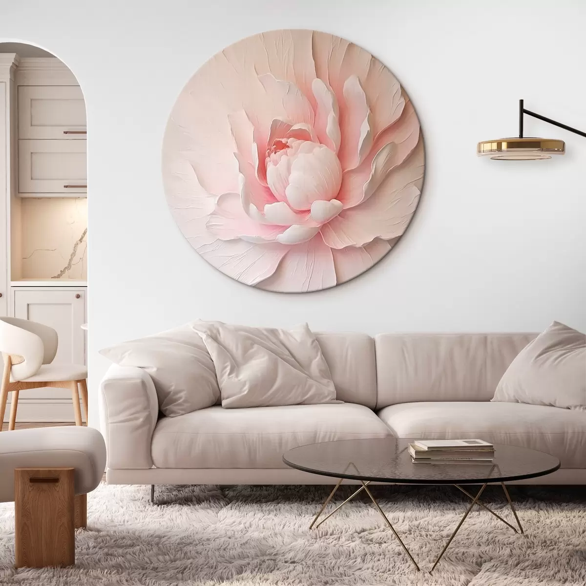 Runde Wandbilder Große rosa Pfingstrose r45470