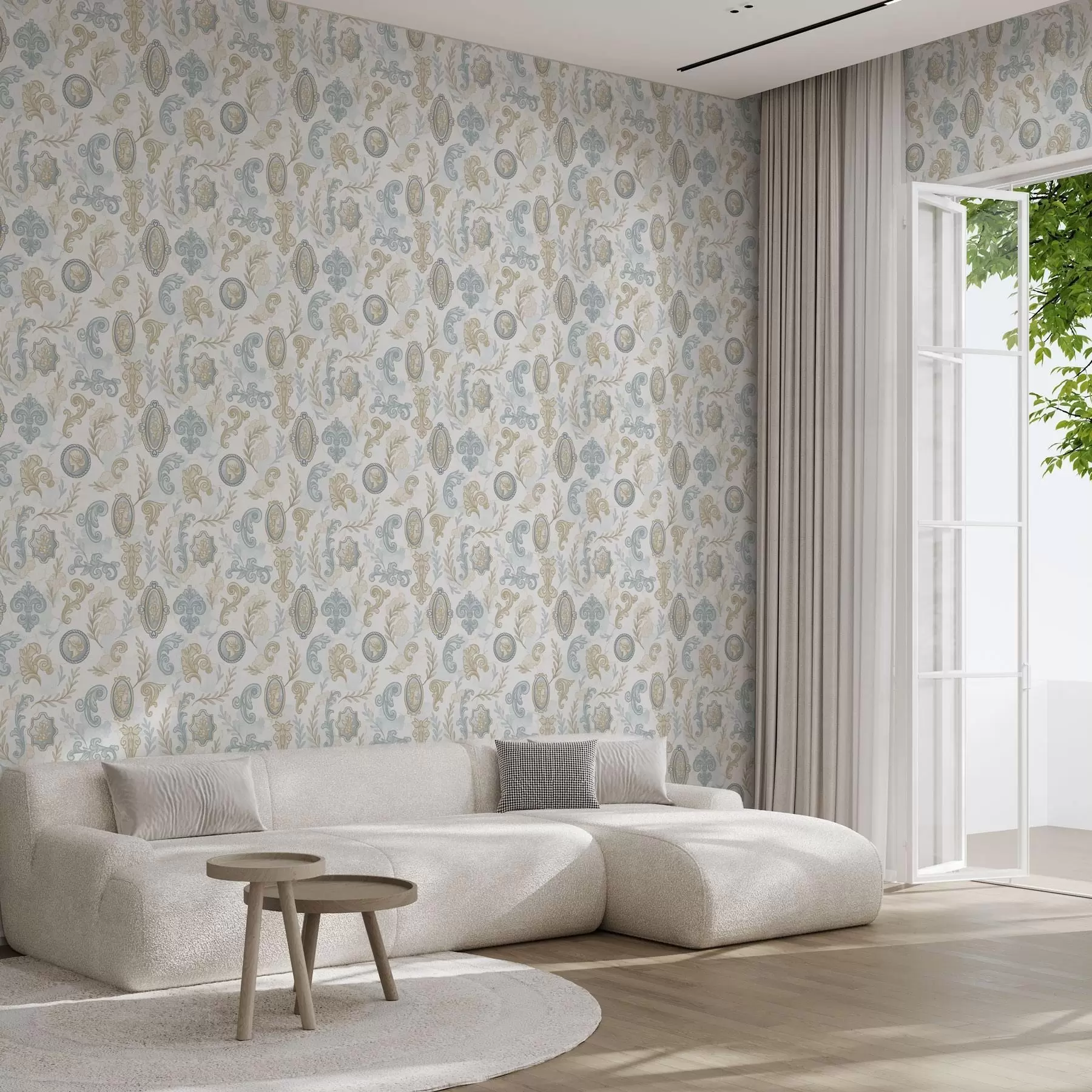 Fototapete Klassisches Ornament mit Medaillons und Mustern a00319