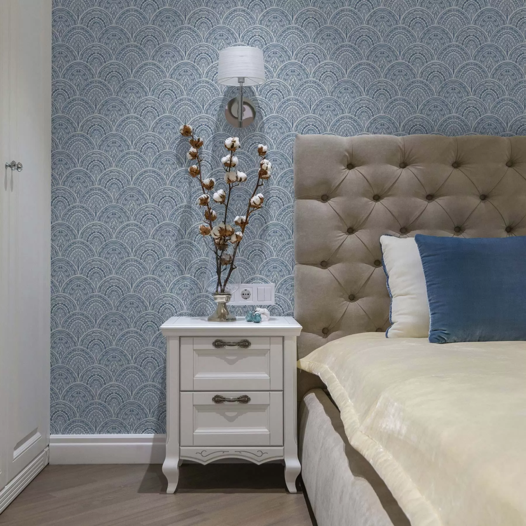 Fototapete Blaues Ornament mit Bögen und Mustern a00332