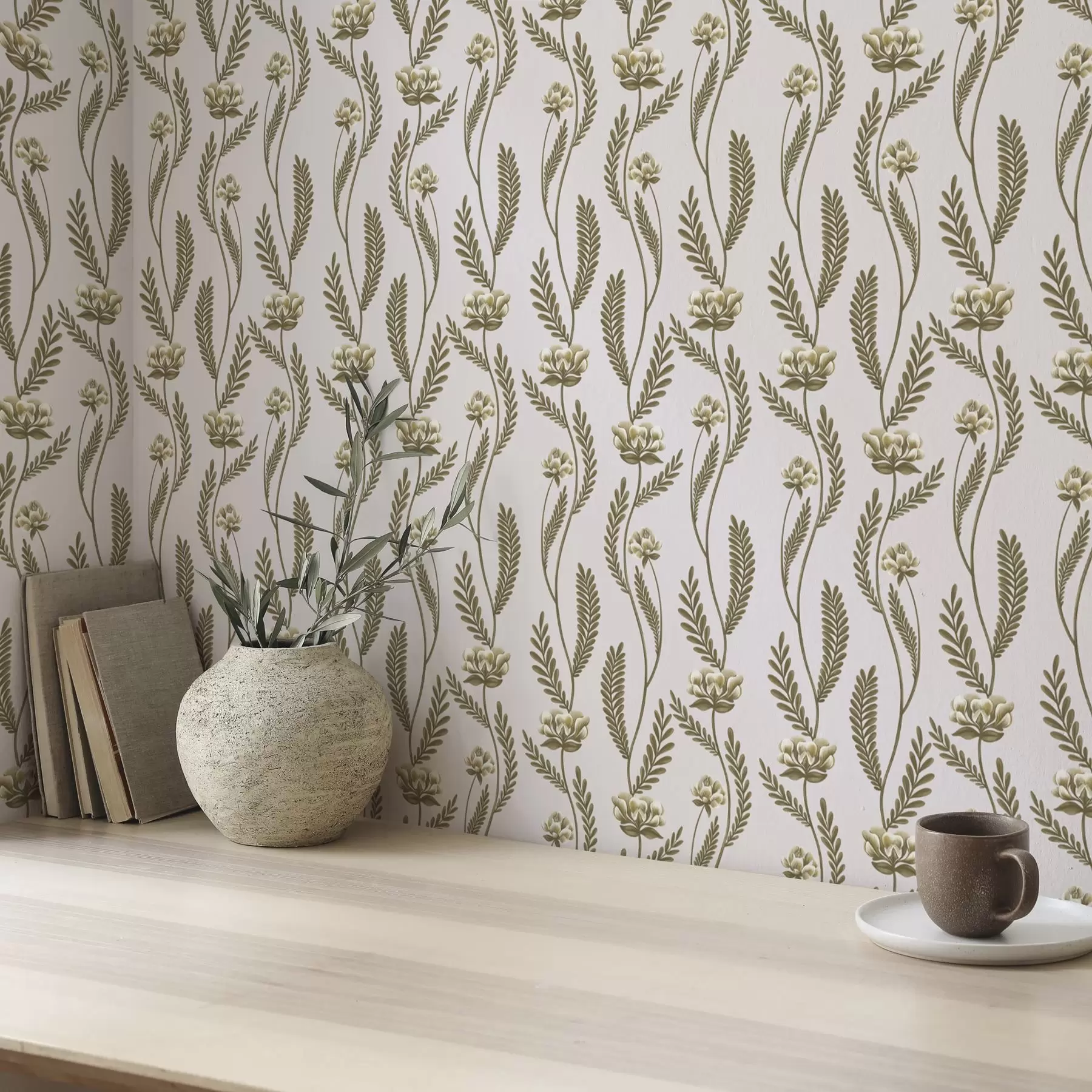 Fototapete Vertikales Ornament mit weißen Blumen auf einem rosa Hintergrund a00476