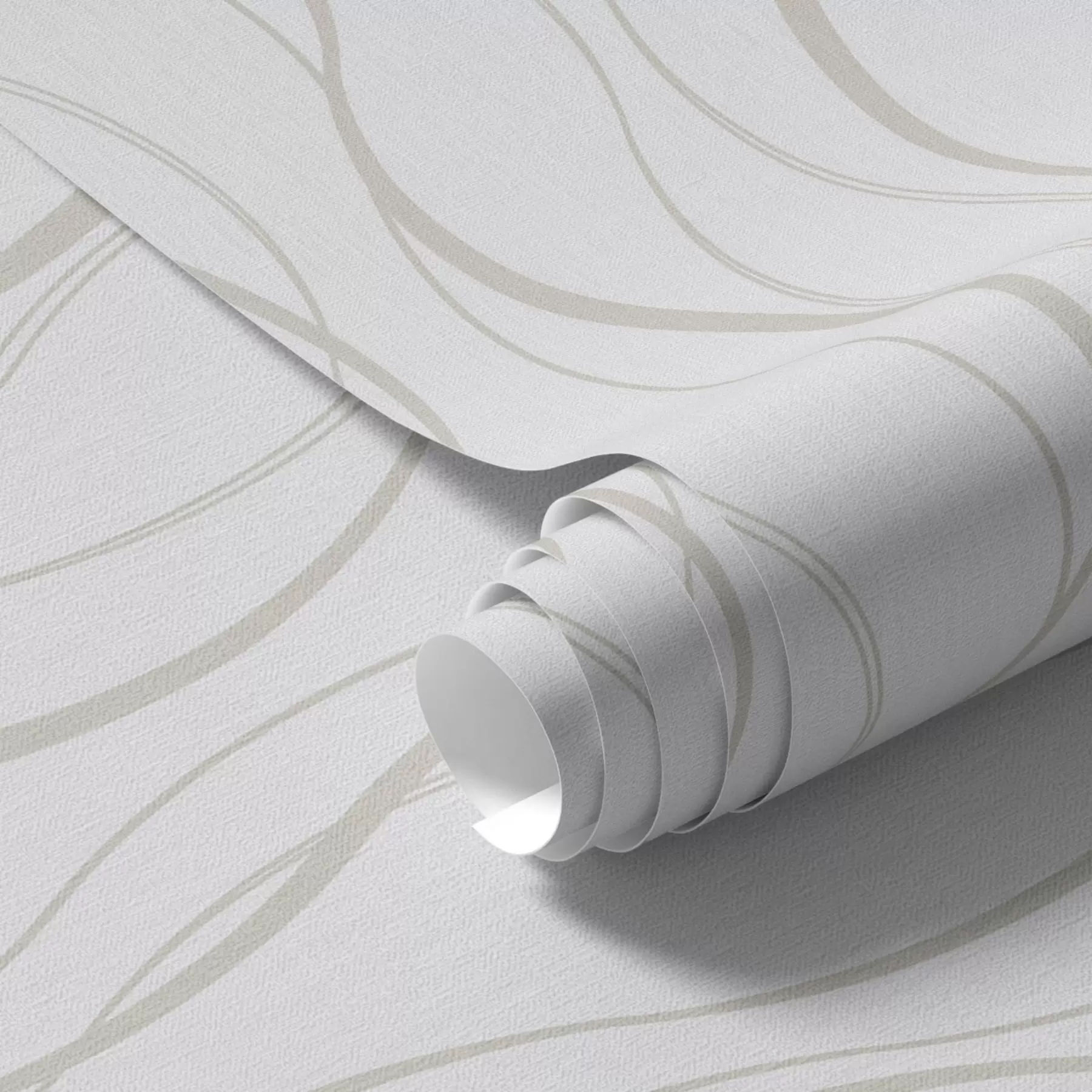 Fototapete Abstrakte wellenförmige beige Linien auf weißem Hintergrund a00480