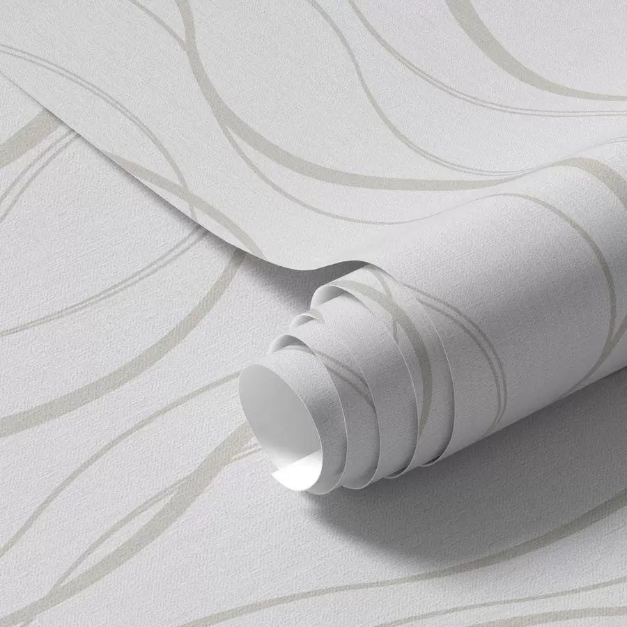 Fototapete Abstrakte wellenförmige beige Linien auf weißem Hintergrund a00480